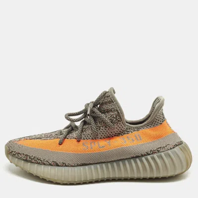 Pre-owned Yeezy X Adidas Boost 350 V2 Beluga Reflective Size 40 Grey/orange Knit Fabric Low Top Sneakers In Gray