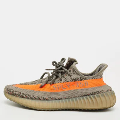Pre-owned Yeezy X Adidas Boost 350 V2 Beluga Reflective Size 41 1/3 Grey/orange Knit Fabric Low Top Sneakers In Gray
