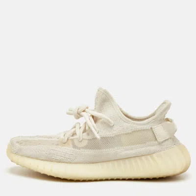 Pre-owned Yeezy X Adidas Boost 350 V2 Bone Size 38 White Knit Fabric Sneakers