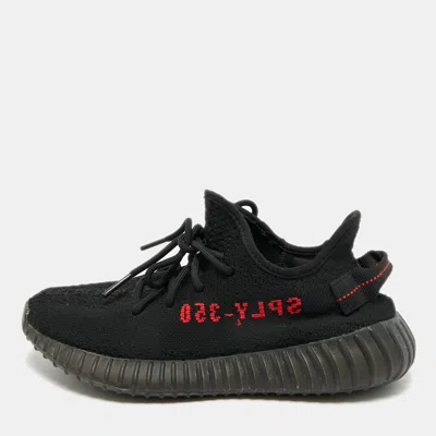Pre-owned Yeezy X Adidas Boost 350 V2 Bred Size 39.5 Black Knit Fabric Low Top Sneakers