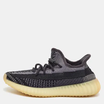 Pre-owned Yeezy X Adidas Boost 350 V2 Carbon Size 36.5 Two Tone Knit Fabric Low Top Sneakers In Black