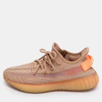 Pre-owned Yeezy X Adidas Boost 350 V2 Clay Size 36.5 Brown Knit Fabric Low Top Sneakers
