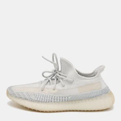Pre-owned Yeezy X Adidas Boost 350 V2 Cloud White (non-reflective) Size 40 2/3 Blue Knit Fabric Low Top Sneakers