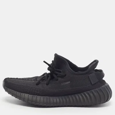 Pre-owned Yeezy X Adidas Boost 350 V2 Onyx Size 39.5 Black Knit Fabric Low Top Sneakers