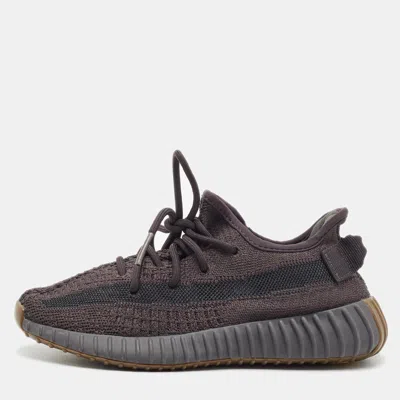 Pre-owned Yeezy X Adidas Boost 350 V2 Size 36.5 Dark Grey Knit Fabric Onyx Low Top Sneakers In Gray