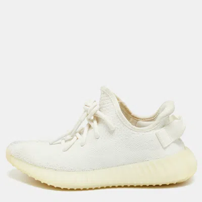 Pre-owned Yeezy X Adidas Boost 350 V2 Size 36.5 White Knit Fabric Light Low Top Sneakers