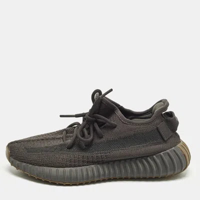 Pre-owned Yeezy X Adidas Boost 350 V2 Size 38 Grey Knit Fabric Cinder Low Top Sneakers In Gray