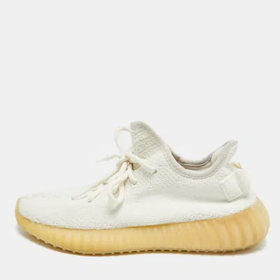 Pre-owned Yeezy X Adidas Boost 350 V2 Size 38 White Knit Fabric Low Top Sneakers