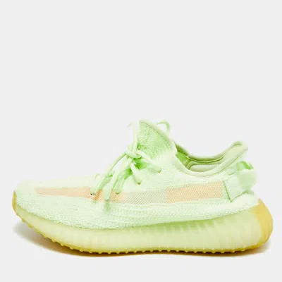 Pre-owned Yeezy X Adidas Boost 350 V2 Size 40 Neon Green Knit Fabric Glow Lace Up Sneakers