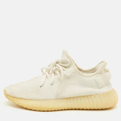 Pre-owned Yeezy X Adidas Boost 350 V2 Triple Size 39.5 White Knit Fabric Low Top Sneakers