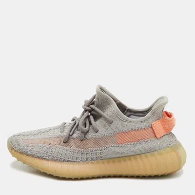 Pre-owned Yeezy X Adidas Boost 350 V2 True Form Size 38 Grey Knit Fabric Low Top Sneakers In Gray