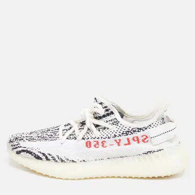 Pre-owned Yeezy X Adidas Boost 350 V2 Zebra Size 38 White/black Knit Fabric Lace Up Sneakers