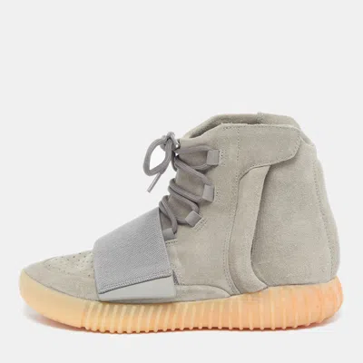 Pre-owned Yeezy X Adidas Boost 750 Glow In The Dark Size 40 Grey Suede And Canvas High Top Sneakers In Gray