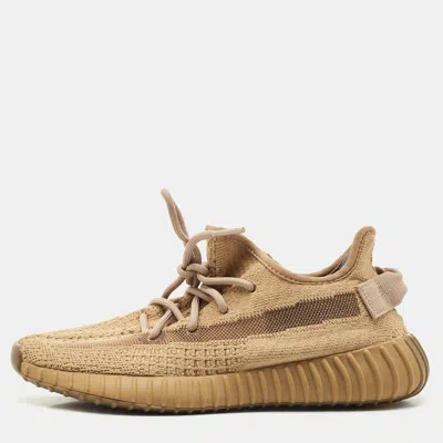 Pre-owned Yeezy X Adidas Brown Knit Fabric Boost 350 V2 Earth Sneakers Size 38 2/3
