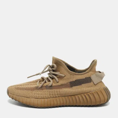 Pre-owned Yeezy X Adidas Brown Knit Fabric Boost 350 V2 Earth Sneakers Size 38 2/3