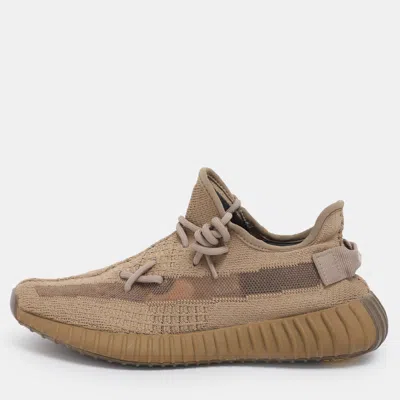 Pre-owned Yeezy X Adidas Brown Knit Fabric Boost 350 V2 Earth Sneakers Size 40