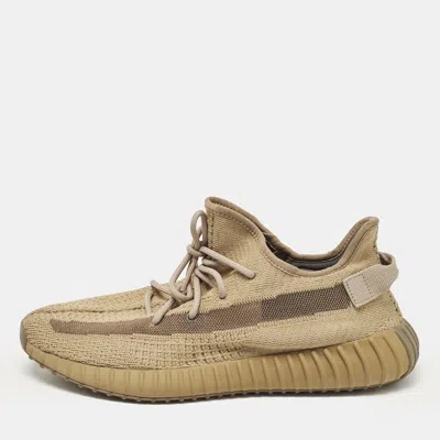 Pre-owned Yeezy X Adidas Brown Knit Fabric Boost 350 V2 Earth Sneakers Size 46