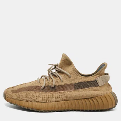 Pre-owned Yeezy X Adidas Brown Knit Fabric Boost 350 V2 Earth Sneakers Size 46