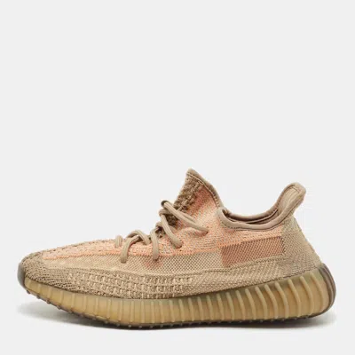 Pre-owned Yeezy X Adidas Brown Knit Fabric Boost 350 V2 Sand Taupe Sneakers Size 40 2/3