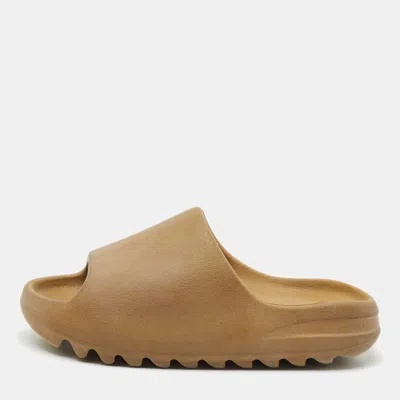 Pre-owned Yeezy X Adidas Brown Rubber Ochre Slides Size 37
