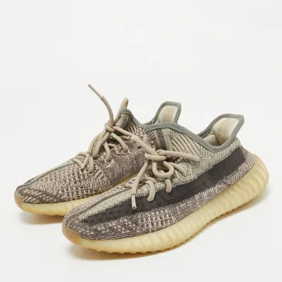 Pre-owned Yeezy X Adidas Brown/white Knit Fabric Boost 350 V2 Zyon Sneakers Size 39 1/3