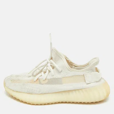 Pre-owned Yeezy X Adidas Cream Knit Fabric Boost 350 V2 Sneakers Size 38