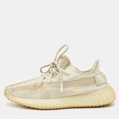 Pre-owned Yeezy X Adidas Cream Knit Fabric Boost 350 V2 Synth Non Reflective Sneakers Size 38