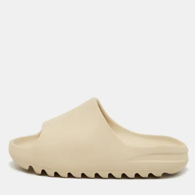 Pre-owned Yeezy X Adidas Cream Rubber Resin Flat Slides Size 35.5