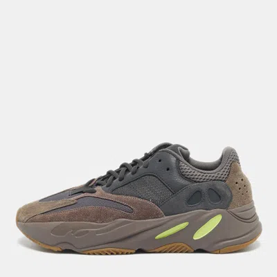 Pre-owned Yeezy X Adidas Dark Grey Suede And Mesh Boost 700 V2 Mauve Sneakers Size 44 2/3 In Gray