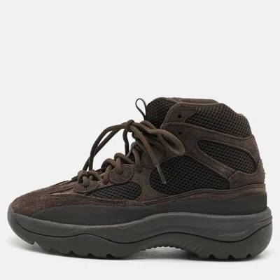 Pre-owned Yeezy X Adidas Desert Boot Oil Size 41 1/3 Brown Suede And Mesh High Top Sneakers