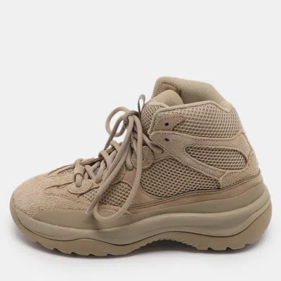 Pre-owned Yeezy X Adidas Desert Boot Rock Size 38 2/3 Brown Mesh And Suede Sneakers