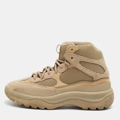 Pre-owned Yeezy X Adidas Desert Boot Size 42.5 Brown Mesh And Suede High Top Sneakers