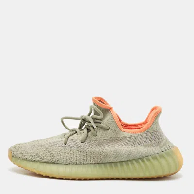 Pre-owned Yeezy X Adidas Green Knit Fabric Boost 350 V2 Desert Sage Sneakers Size 43 1/3