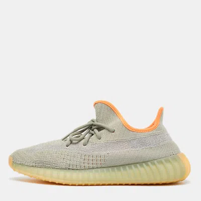 Pre-owned Yeezy X Adidas Green Knit Fabric Boost 350 V2 Desert Sage Sneakers Size 43 1/3