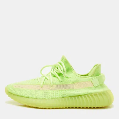 Pre-owned Yeezy X Adidas Green Knit Fabric Boost 350 V2 Glow Sneakers Size 44 1/3