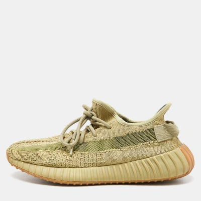 Pre-owned Yeezy X Adidas Green Knit Fabric Boost 350 V2 Sulfur Sneakers Size 42