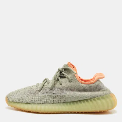 Pre-owned Yeezy X Adidas Green/grey Knit Fabric Boost 350 V2 Desert Sage Sneakers Size 44 2/3 In Gray