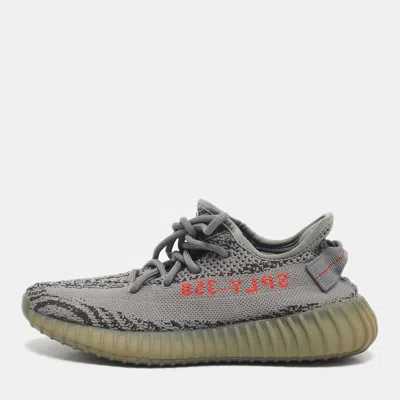 Pre-owned Yeezy X Adidas Grey Knit Fabric Boost 350 V2 Beluga 2.0 Sneakers Size 38 In Gray