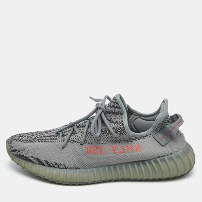 Pre-owned Yeezy X Adidas Grey Knit Fabric Boost 350 V2 Beluga 2.0 Sneakers Size 48 In Gray