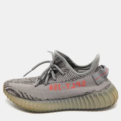 Pre-owned Yeezy X Adidas Grey Knit Fabric Boost 350 V2 Beluga Sneakers Size 38
