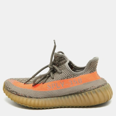 Pre-owned Yeezy X Adidas Grey Knit Fabric Boost 350 V2 Beluga Sneakers Size 40
