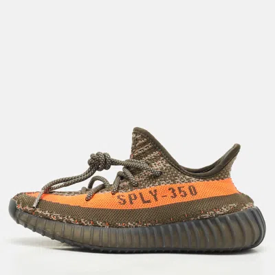 Pre-owned Yeezy X Adidas Grey Knit Fabric Boost 350 V2 Carbon Beluga Sneakers Size 36 2/3 In Gray