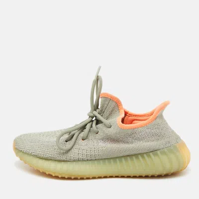 Pre-owned Yeezy X Adidas Grey Knit Fabric Boost 350-v2 Desert Sage Sneakers Size 38