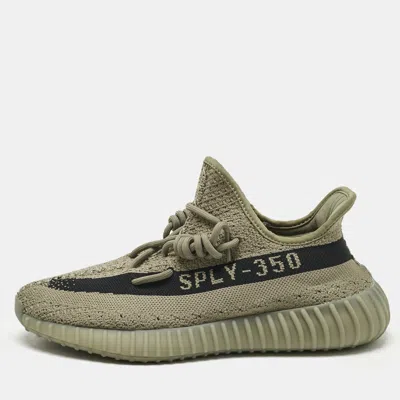 Pre-owned Yeezy X Adidas Grey Knit Fabric Boost 350 V2 Granite Sneakers Size 42 In Gray
