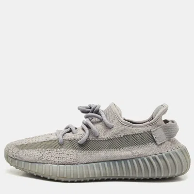 Pre-owned Yeezy X Adidas Grey Knit Fabric Boost 350 V2 Steel Grey Sneakers Size 42 2/3 In Gray