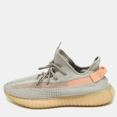 Pre-owned Yeezy X Adidas Grey Knit Fabric Boost 350 V2 Tail Light Sneakers Size 46 2/3 In Gray