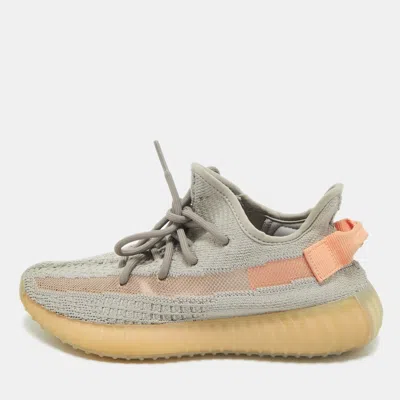 Pre-owned Yeezy X Adidas Grey Knit Fabric Boost 350 V2 True Form Sneakers Size 36 2/3