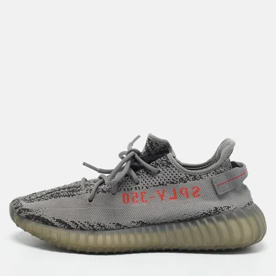 Pre-owned Yeezy X Adidas Grey/black Knit Fabric Boost 350 V2 Grey Non-reflective Sneakers 44 1/2 In Gray