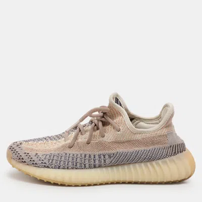 Pre-owned Yeezy X Adidas Grey/blue Knit Fabric Boost 350 V2 "ash Pearl" Low Top Sneakers Size 38 2/3