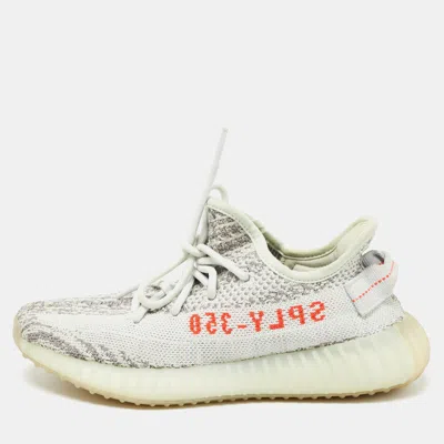 Pre-owned Yeezy X Adidas Grey/blue Knit Fabric Boost 350 V2 Blue Tint Sneakers Size 37 1/3